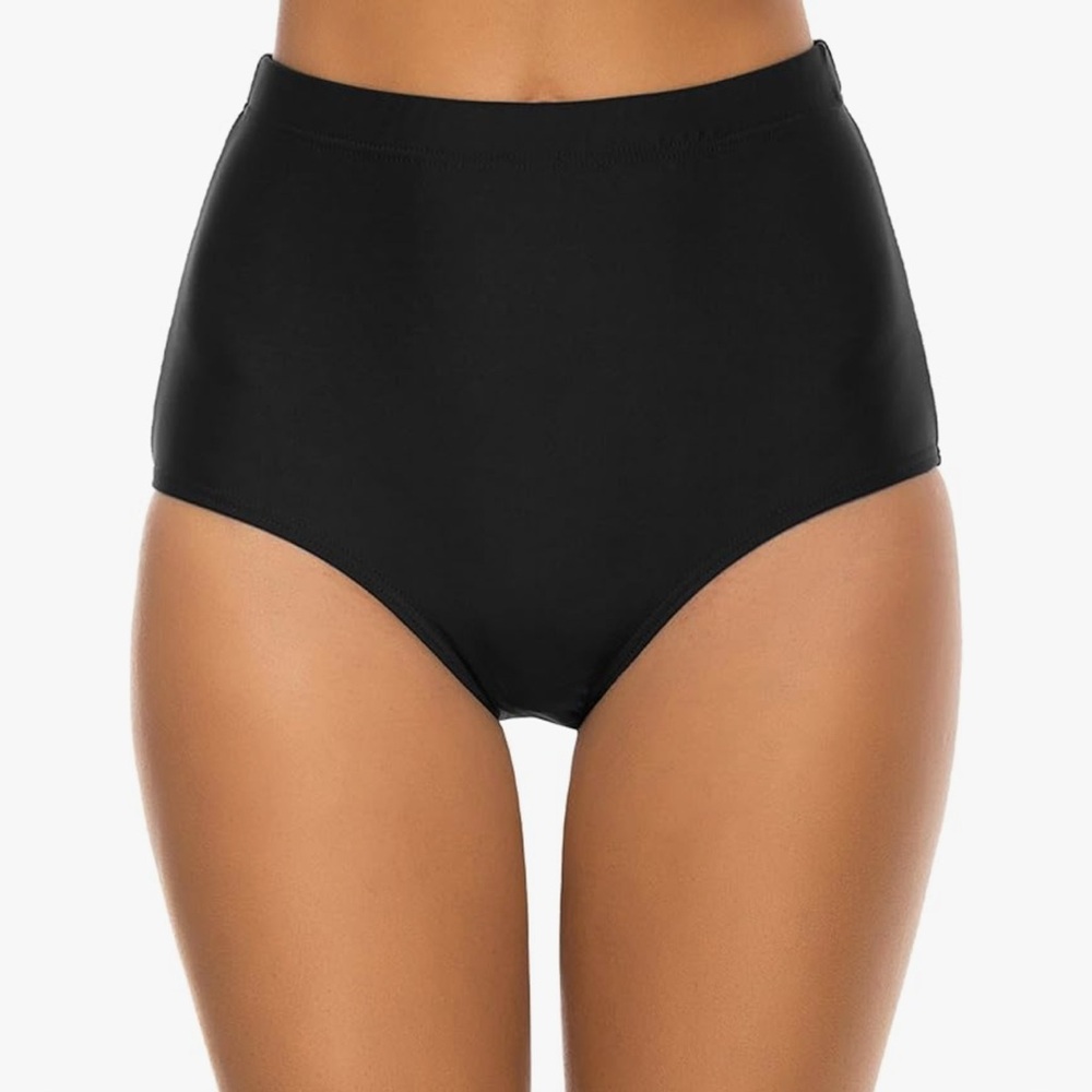 High-Waisted Black Bikini Bottom